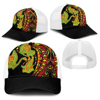Hawaiian Manta Ray and Hammerhead Shark Tribal Tattoo Baseball Net Cap with Polynesian Tribal Pattern Kanaka Maoli Flag Color