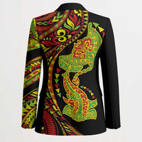 Hawaiian Manta Ray and Hammerhead Shark Tribal Tattoo Blazer with Polynesian Tribal Pattern Kanaka Maoli Flag Color