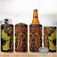 Hawaiian Manta Ray and Hammerhead Shark Tribal Tattoo 4 in 1 Can Cooler Tumbler with Polynesian Tribal Pattern Kanaka Maoli Flag Color