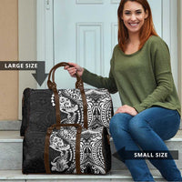 Hawaiian Manta Ray and Hammerhead Shark Tribal Tattoo Travel Bag with Polynesian Tribal Pattern Black-White Color