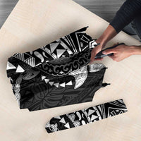 Hawaiian Manta Ray and Hammerhead Shark Tribal Tattoo Umbrella with Polynesian Tribal Pattern Black-White Color