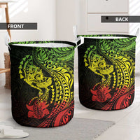Hawaiian Manta Ray and Hammerhead Shark Tribal Tattoo Laundry Basket with Polynesian Tribal Pattern Reggae Style LT03 - Polynesian Pride