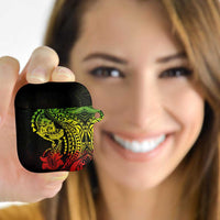 Hawaiian Manta Ray and Hammerhead Shark Tribal Tattoo AirPods Case with Polynesian Tribal Pattern Reggae Style