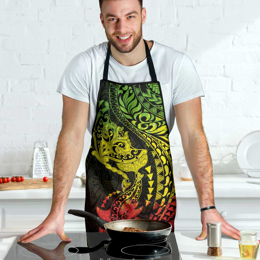 Hawaiian Manta Ray and Hammerhead Shark Tribal Tattoo Apron with Polynesian Tribal Pattern Reggae Style LT03 - Polynesian Pride