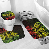 Hawaiian Manta Ray and Hammerhead Shark Tribal Tattoo Bathroom Set with Polynesian Tribal Pattern Reggae Style