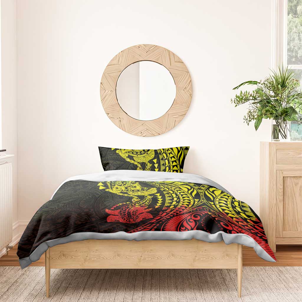 Hawaiian Manta Ray and Hammerhead Shark Tribal Tattoo Bedding Set with Polynesian Tribal Pattern Reggae Style LT03 - Polynesian Pride