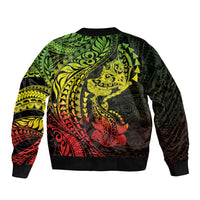 Hawaiian Manta Ray and Hammerhead Shark Tribal Tattoo Bomber Jacket with Polynesian Tribal Pattern Reggae Style LT03 - Polynesian Pride