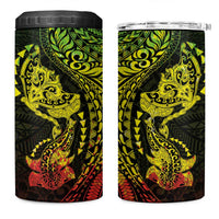 Hawaiian Manta Ray and Hammerhead Shark Tribal Tattoo 4 in 1 Can Cooler Tumbler with Polynesian Tribal Pattern Reggae Style