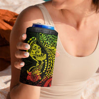 Hawaiian Manta Ray and Hammerhead Shark Tribal Tattoo 4 in 1 Can Cooler Tumbler with Polynesian Tribal Pattern Reggae Style
