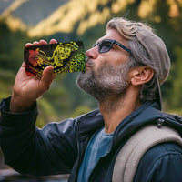 Hawaiian Manta Ray and Hammerhead Shark Tribal Tattoo 4 in 1 Can Cooler Tumbler with Polynesian Tribal Pattern Reggae Style