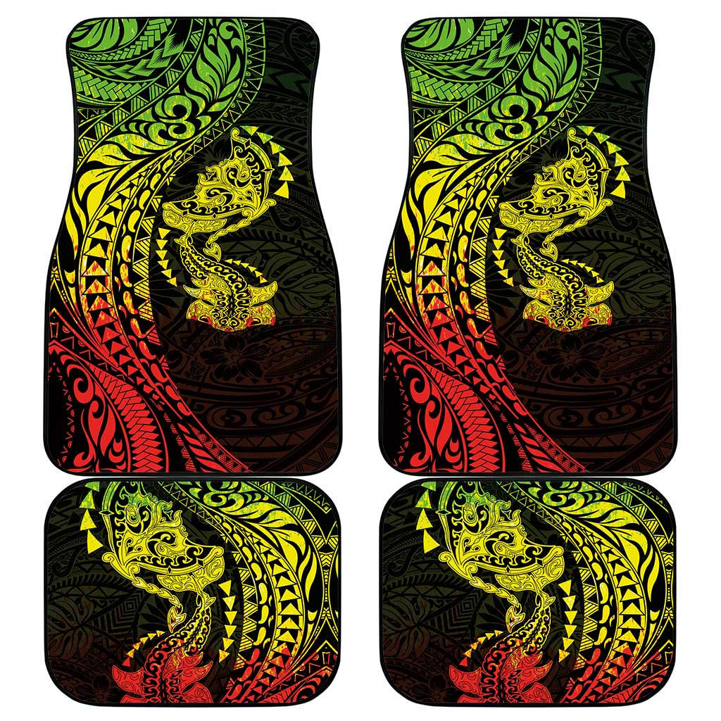 Hawaiian Manta Ray and Hammerhead Shark Tribal Tattoo Car Mats with Polynesian Tribal Pattern Reggae Style LT03 - Polynesian Pride