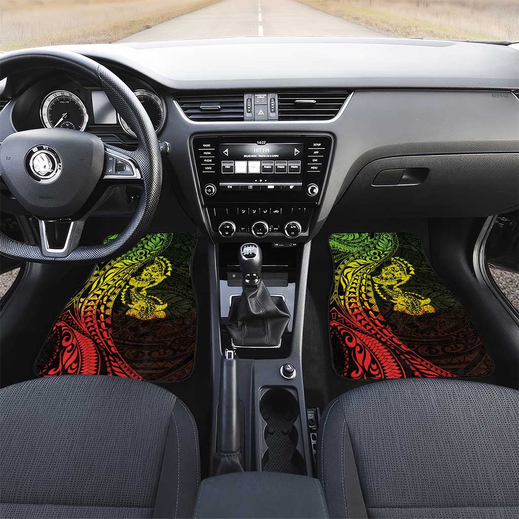 Hawaiian Manta Ray and Hammerhead Shark Tribal Tattoo Car Mats with Polynesian Tribal Pattern Reggae Style LT03 Set 2pcs - Front Multicolor - Polynesian Pride