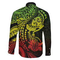 Hawaiian Manta Ray and Hammerhead Shark Tribal Tattoo Family Matching Summer Maxi Dress and Hawaiian Shirt with Polynesian Tribal Pattern Reggae Style LT03 - Polynesian Pride