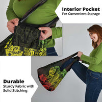 Hawaiian Manta Ray and Hammerhead Shark Tribal Tattoo Grocery Bag with Polynesian Tribal Pattern Reggae Style