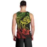 Hawaiian Manta Ray and Hammerhead Shark Tribal Tattoo Men Tank Top with Polynesian Tribal Pattern Reggae Style LT03 - Polynesian Pride