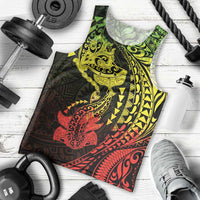 Hawaiian Manta Ray and Hammerhead Shark Tribal Tattoo Men Tank Top with Polynesian Tribal Pattern Reggae Style LT03 - Polynesian Pride