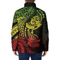 Hawaiian Manta Ray and Hammerhead Shark Tribal Tattoo Padded Jacket with Polynesian Tribal Pattern Reggae Style LT03 - Polynesian Pride