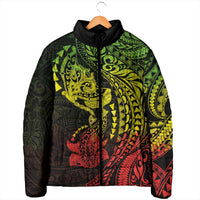 Hawaiian Manta Ray and Hammerhead Shark Tribal Tattoo Padded Jacket with Polynesian Tribal Pattern Reggae Style LT03 - Polynesian Pride