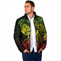 Hawaiian Manta Ray and Hammerhead Shark Tribal Tattoo Padded Jacket with Polynesian Tribal Pattern Reggae Style LT03 - Polynesian Pride