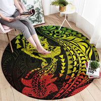 Hawaiian Manta Ray and Hammerhead Shark Tribal Tattoo Round Carpet with Polynesian Tribal Pattern Reggae Style LT03 - Polynesian Pride