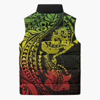 Hawaiian Manta Ray and Hammerhead Shark Tribal Tattoo Sleeveless Puffer Jacket with Polynesian Tribal Pattern Reggae Style LT03 - Polynesian Pride