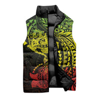 Hawaiian Manta Ray and Hammerhead Shark Tribal Tattoo Sleeveless Puffer Jacket with Polynesian Tribal Pattern Reggae Style LT03 - Polynesian Pride