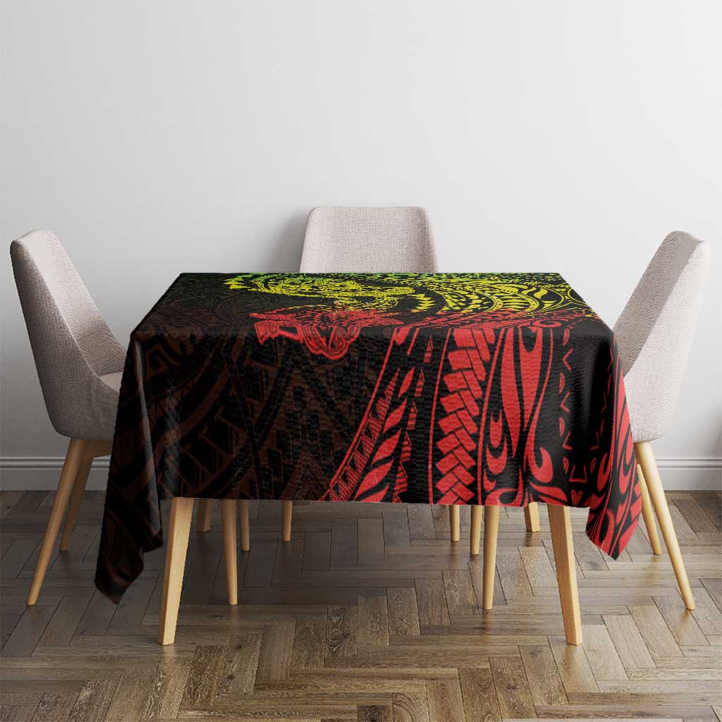 Hawaiian Manta Ray and Hammerhead Shark Tribal Tattoo Tablecloth with Polynesian Tribal Pattern Reggae Style