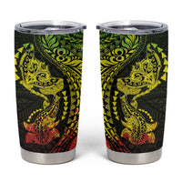 Hawaiian Manta Ray and Hammerhead Shark Tribal Tattoo Tumbler Cup with Polynesian Tribal Pattern Reggae Style