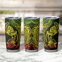 Hawaiian Manta Ray and Hammerhead Shark Tribal Tattoo Tumbler Cup with Polynesian Tribal Pattern Reggae Style