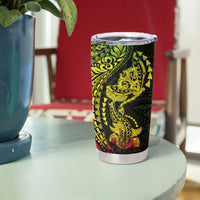 Hawaiian Manta Ray and Hammerhead Shark Tribal Tattoo Tumbler Cup with Polynesian Tribal Pattern Reggae Style