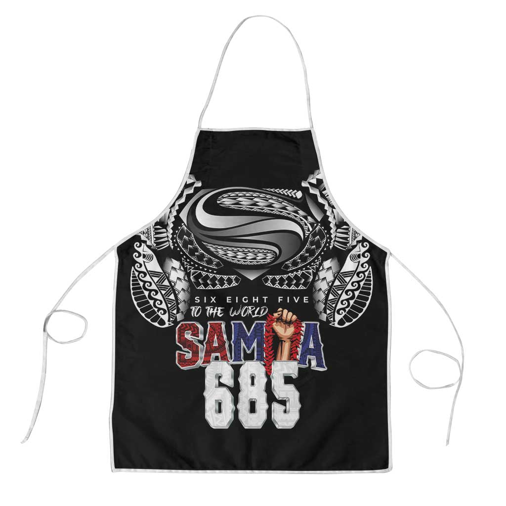 Super Samoa-Six Eight Five to The World Apron Traditional Samoan Tattoo Black Color
