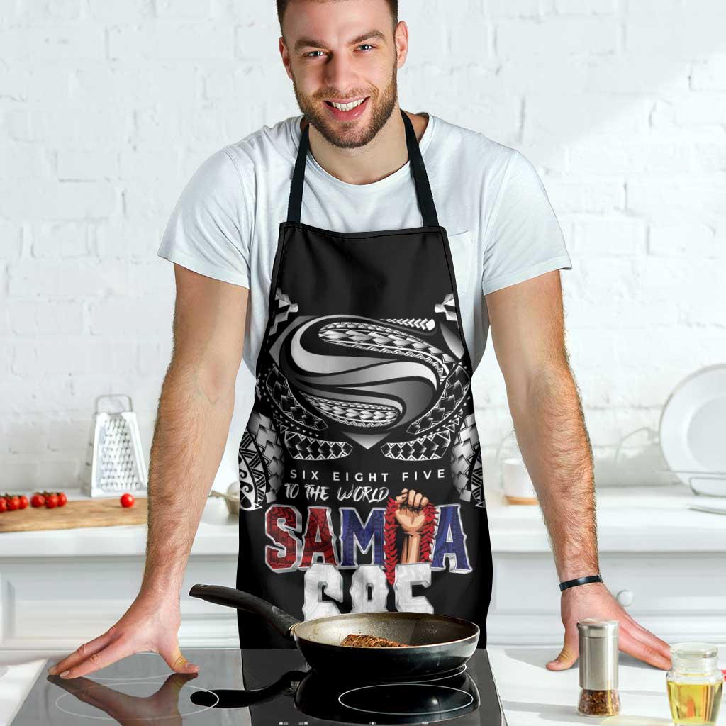 Super Samoa-Six Eight Five to The World Apron Traditional Samoan Tattoo Black Color
