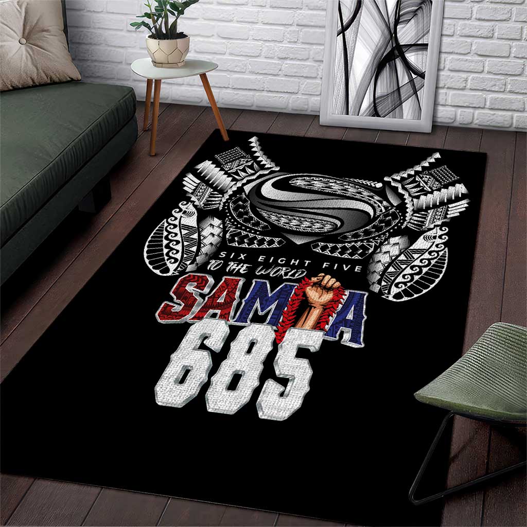 Super Samoa-Six Eight Five to The World Area Rug Traditional Samoan Tattoo Black Color LT03 Black - Polynesian Pride