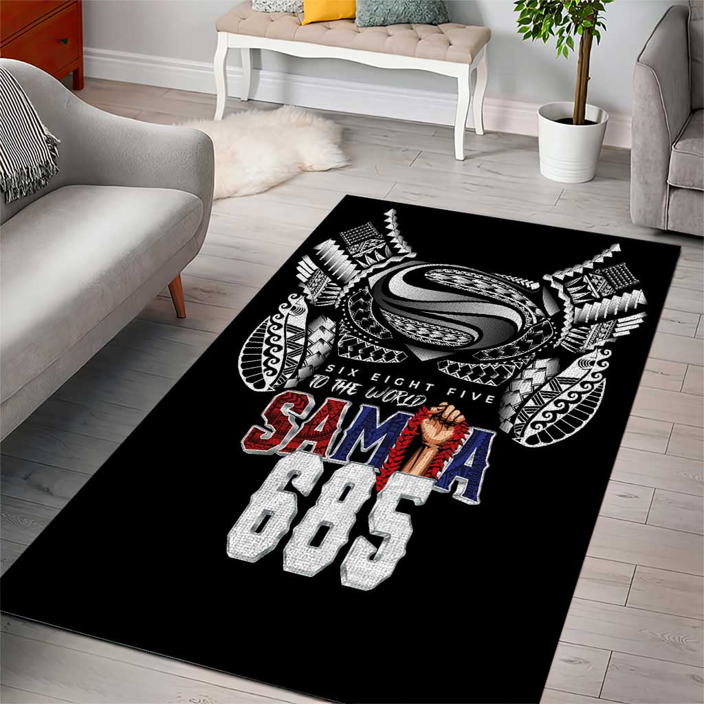 Super Samoa-Six Eight Five to The World Area Rug Traditional Samoan Tattoo Black Color LT03 - Polynesian Pride
