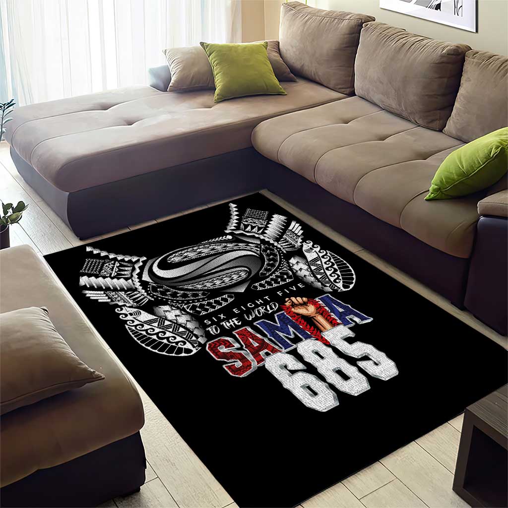 Super Samoa-Six Eight Five to The World Area Rug Traditional Samoan Tattoo Black Color LT03 - Polynesian Pride