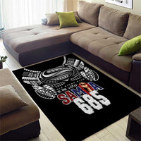 Super Samoa-Six Eight Five to The World Area Rug Traditional Samoan Tattoo Black Color LT03 - Polynesian Pride