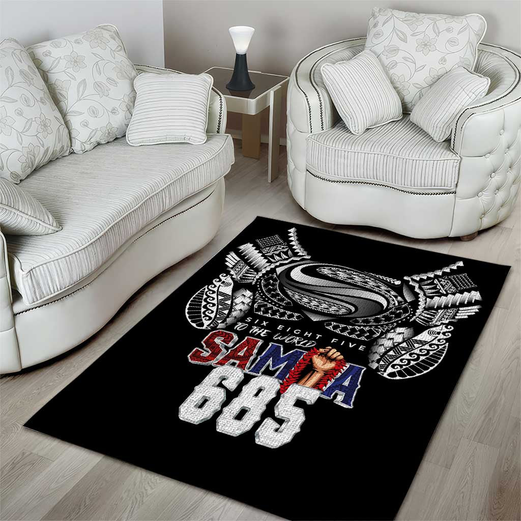 Super Samoa-Six Eight Five to The World Area Rug Traditional Samoan Tattoo Black Color LT03 - Polynesian Pride