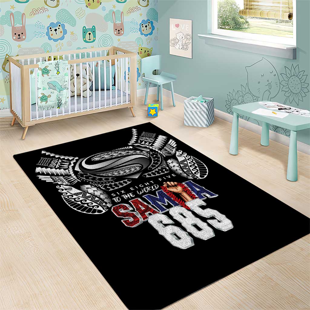 Super Samoa-Six Eight Five to The World Area Rug Traditional Samoan Tattoo Black Color LT03 - Polynesian Pride