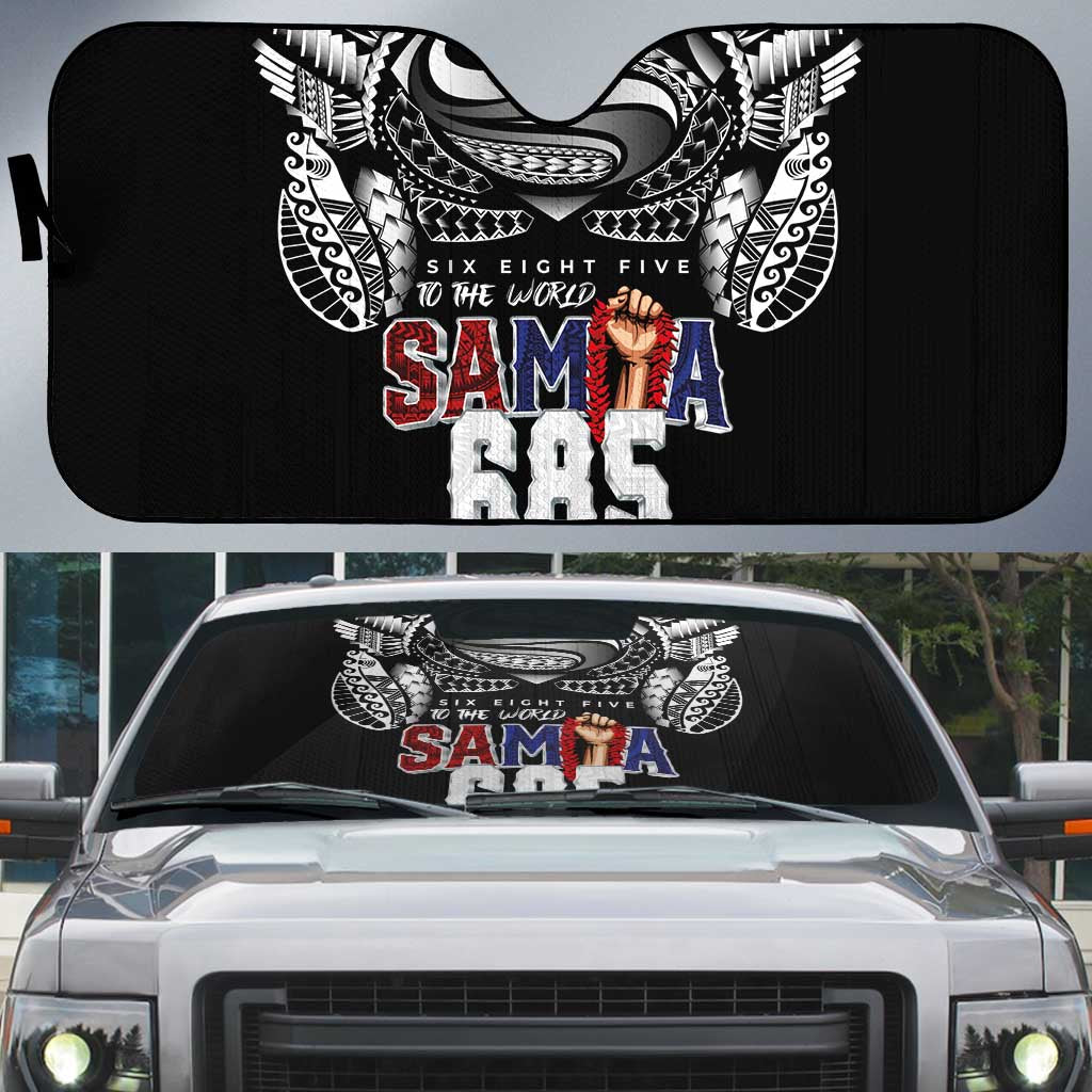 Super Samoa-Six Eight Five to The World Auto Sun Shade Traditional Samoan Tattoo Black Color