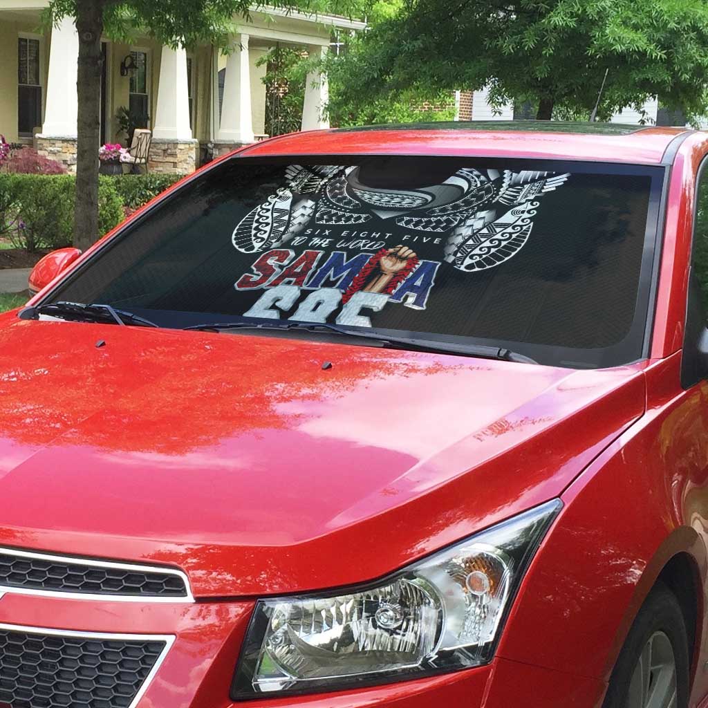 Super Samoa-Six Eight Five to The World Auto Sun Shade Traditional Samoan Tattoo Black Color
