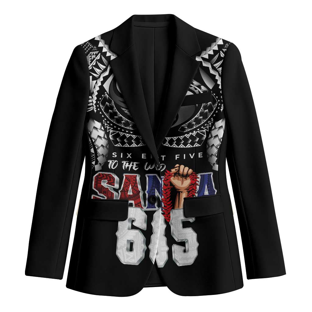 Super Samoa-Six Eight Five to The World Blazer Traditional Samoan Tattoo Black Color LT03 Unisex Black - Polynesian Pride