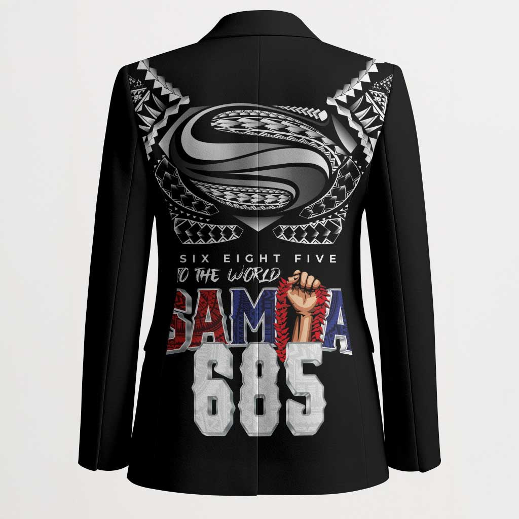 Super Samoa-Six Eight Five to The World Blazer Traditional Samoan Tattoo Black Color LT03 - Polynesian Pride