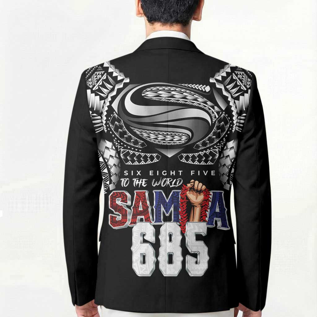 Super Samoa-Six Eight Five to The World Blazer Traditional Samoan Tattoo Black Color LT03 - Polynesian Pride