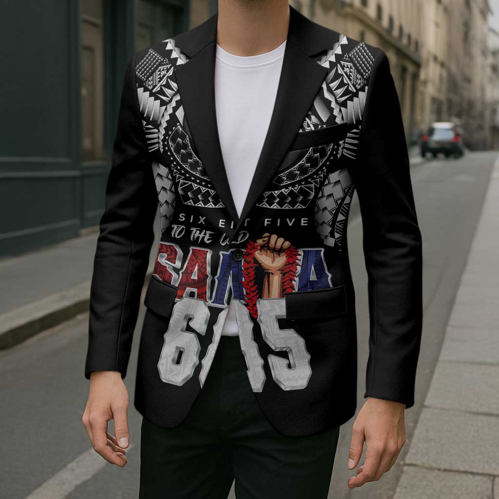 Super Samoa-Six Eight Five to The World Blazer Traditional Samoan Tattoo Black Color LT03 - Polynesian Pride