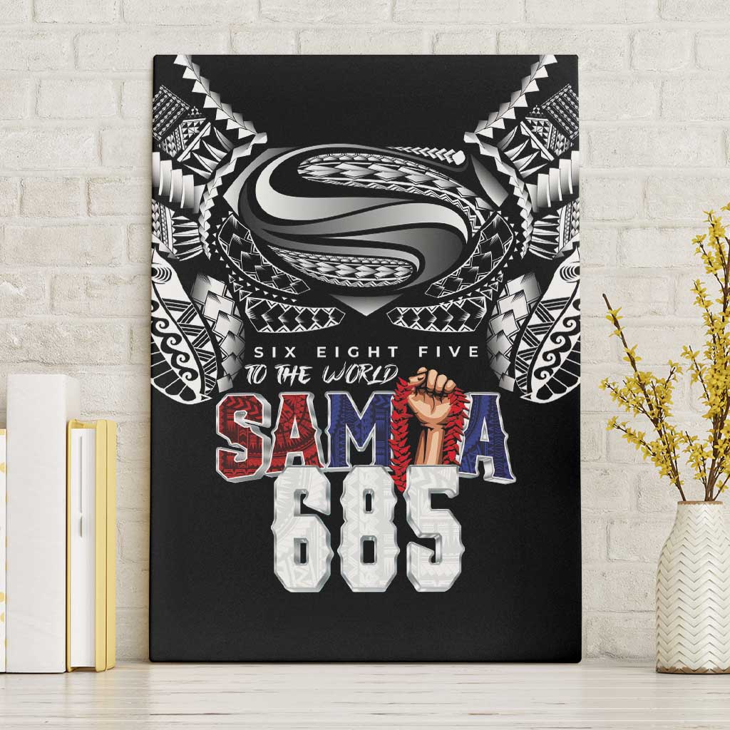 Super Samoa-Six Eight Five to The World Canvas Wall Art Traditional Samoan Tattoo Black Color