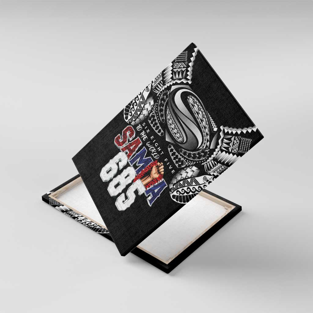 Super Samoa-Six Eight Five to The World Canvas Wall Art Traditional Samoan Tattoo Black Color