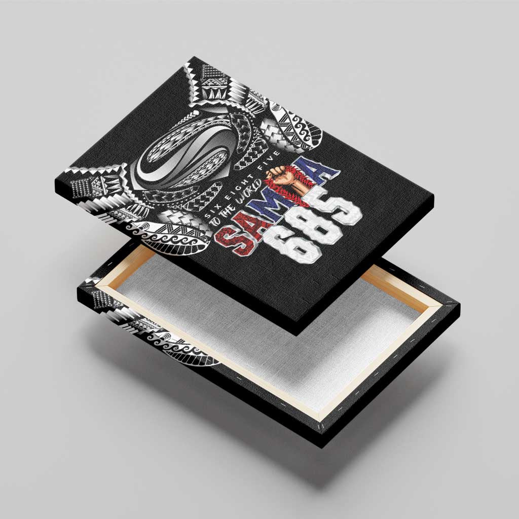 Super Samoa-Six Eight Five to The World Canvas Wall Art Traditional Samoan Tattoo Black Color