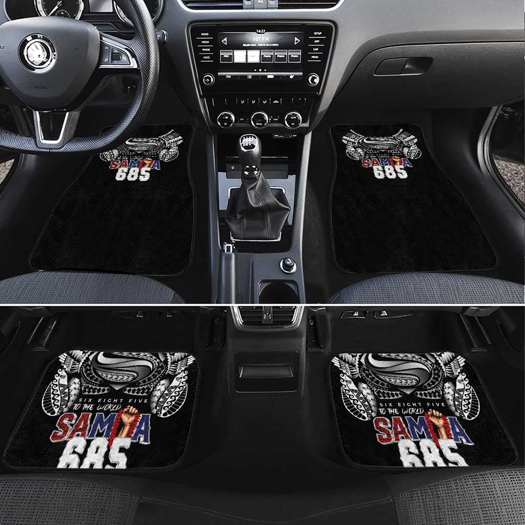 Super Samoa-Six Eight Five to The World Car Mats Traditional Samoan Tattoo Black Color LT03 Set 4pcs Black - Polynesian Pride