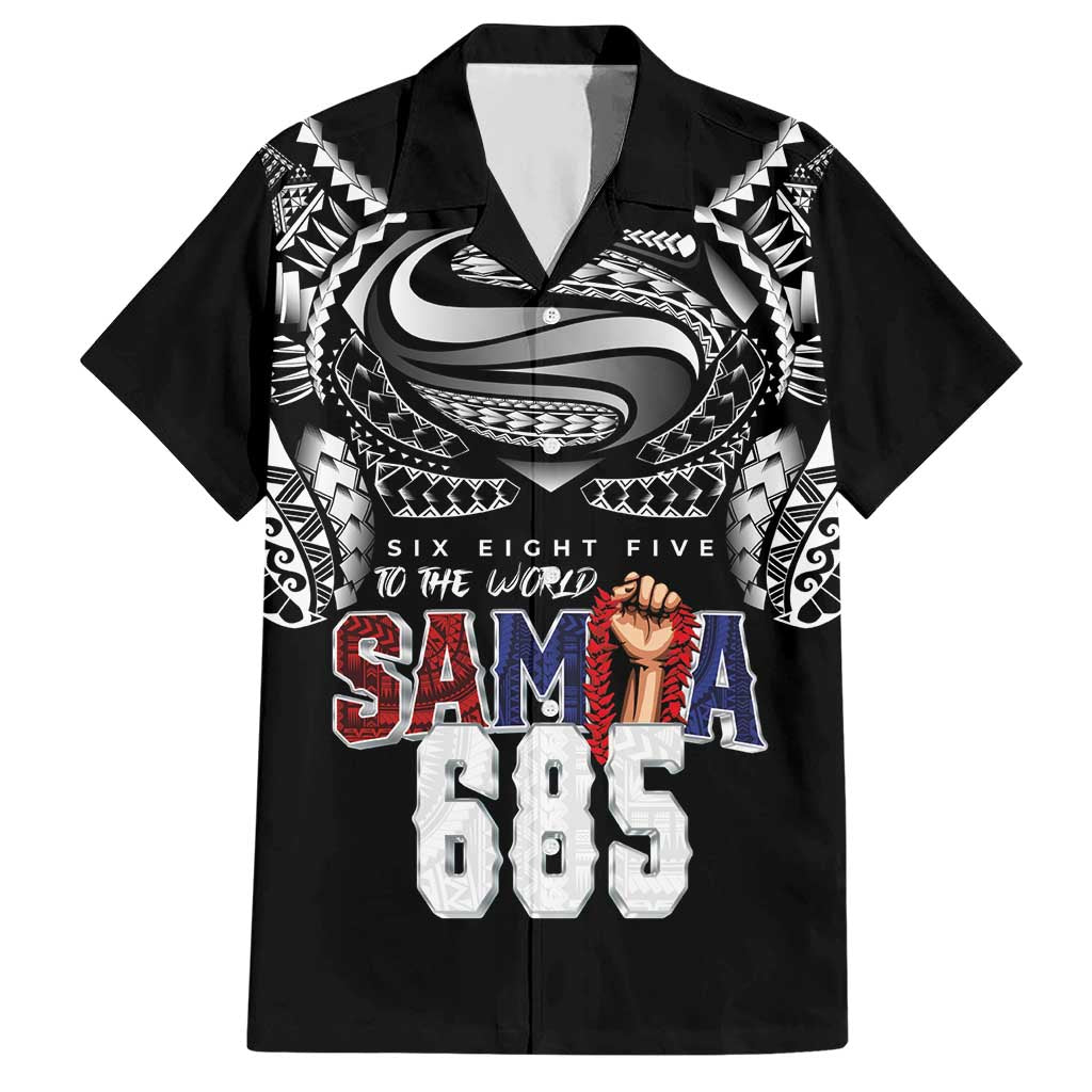 Super Samoa-Six Eight Five to The World Hawaiian Shirt Traditional Samoan Tattoo Black Color LT03 Black - Polynesian Pride