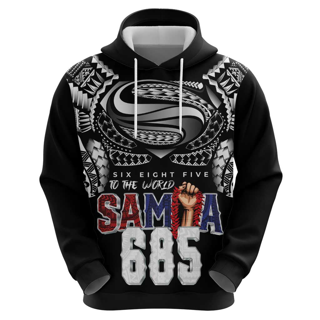 Super Samoa-Six Eight Five to The World Hoodie Traditional Samoan Tattoo Black Color LT03 - Polynesian Pride
